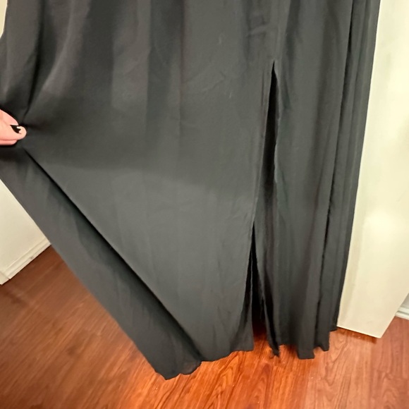 Lulu’s Black Heavenly Hues Airy Woven Chiffon Plunging V-Neck Maxi Dress M - Picture 12 of 15